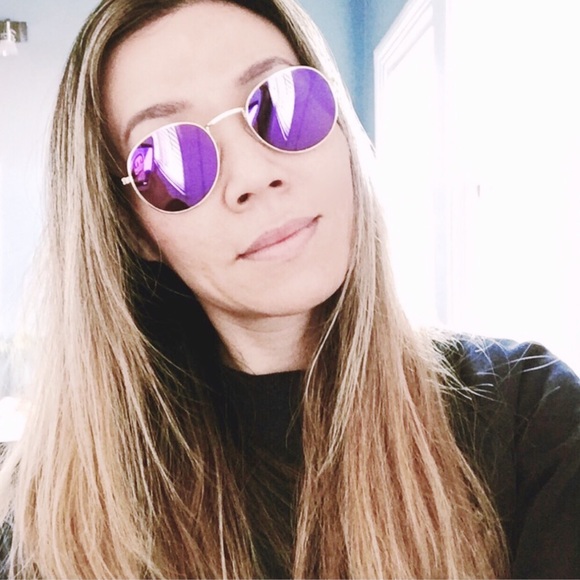 LAST PAIR π Purple Rounded Mirrored Fashion Sunglasses + Case - Picture 3 of 8